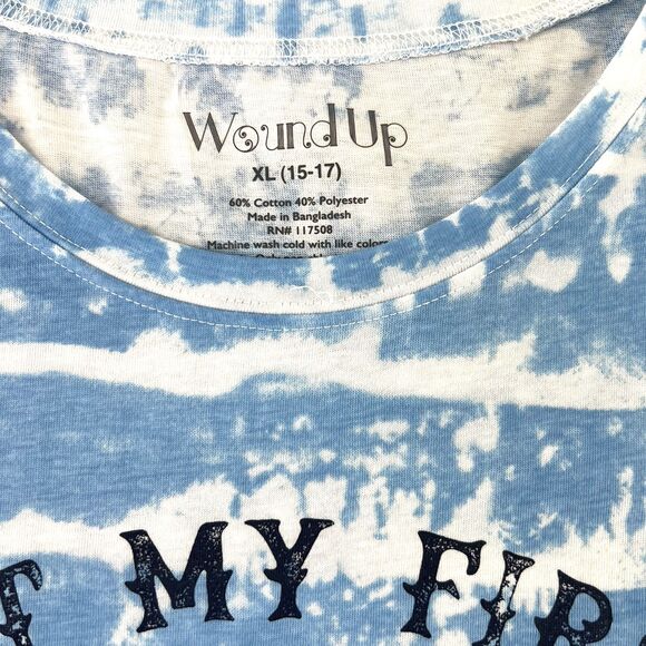 Wound Up "Not My First Rodeo" Blue White Tie-Dye Short Sleeve T-Shirt Size XL - Picture 3 of 10